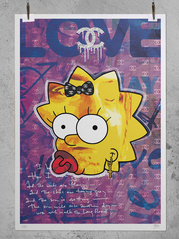 This work belongs to a collection call "The Hypebeast series" mixing luxury brands with famous comic cartoons. Josh Mahaby is a graphic designer, art director and illustrator born in 1982 in Argentina. His style combines many disciplines such as: illustration, painting, graffiti, digital and interventions in 3D objects. He currently has works exhibited all over the world, but mostly in Europe. His works are exhibited along with other great artists such as: Kaws, Alec Monopoly, Amanda toy, Angelo Accardi, Karl Lagasse, Romero Brito, Whatisname, etc. in Genoa Italy - Daniele Comelli Gallery; and NL Galerie in Salzburg Austria. Technique: Giclée print / Mixed Media. Hand illustration and digital. Paper: 180g matte paper. Signed Edition of 15 (A2) / 15 (70x100cm) / 50 (A3) Dimensions: 42 x 60 cm / 70 x 100 cm / 30 x 42 cm Includes certificate of authenticity, artist’s signature and numbering. FRAME NOT INCLUDED. 🔹 This work is sent by certified mail, with tracking number and insurance, in a hard cardboard tube. Average handle time: This piece could be dispatched from next day to 3 working days, deppending on stock.