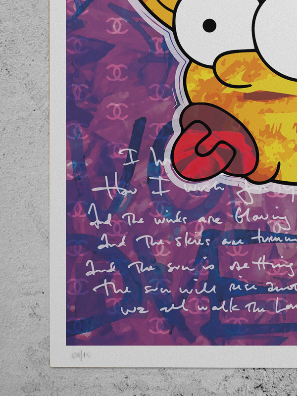 This work belongs to a collection call "The Hypebeast series" mixing luxury brands with famous comic cartoons. Josh Mahaby is a graphic designer, art director and illustrator born in 1982 in Argentina. His style combines many disciplines such as: illustration, painting, graffiti, digital and interventions in 3D objects. He currently has works exhibited all over the world, but mostly in Europe. His works are exhibited along with other great artists such as: Kaws, Alec Monopoly, Amanda toy, Angelo Accardi, Karl Lagasse, Romero Brito, Whatisname, etc. in Genoa Italy - Daniele Comelli Gallery; and NL Galerie in Salzburg Austria. Technique: Giclée print / Mixed Media. Hand illustration and digital. Paper: 180g matte paper. Signed Edition of 15 (A2) / 15 (70x100cm) / 50 (A3) Dimensions: 42 x 60 cm / 70 x 100 cm / 30 x 42 cm Includes certificate of authenticity, artist’s signature and numbering. FRAME NOT INCLUDED. 🔹 This work is sent by certified mail, with tracking number and insurance, in a hard cardboard tube. Average handle time: This piece could be dispatched from next day to 3 working days, deppending on stock.