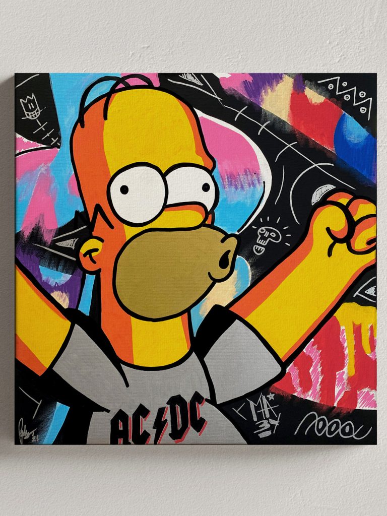 Hard Rock Homer - Canvas 50x50 - Josh Mahaby Pop Art
