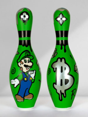 Green Luigi Bitcoin Pin - Josh Mahaby Pop Artist