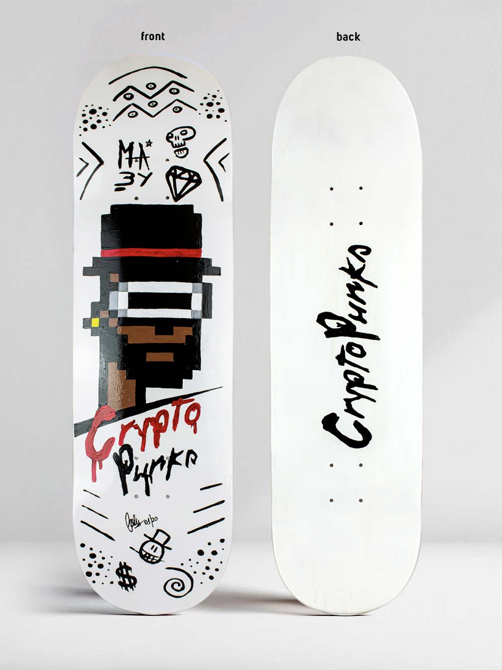Crypto Punk Nº 1 Skate Deck - Josh Mahaby Pop Art