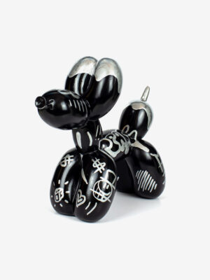 Black Resin Ballon Dog hand painted with silver Josh Mahaby