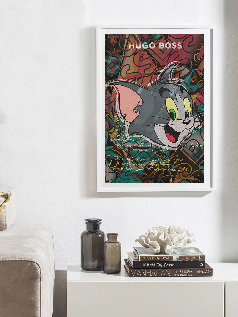 Tom and Jerry Pop Art Style poster Hugo Boss logo Josh Mahaby
