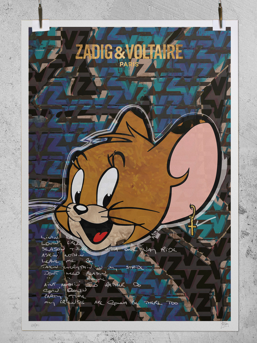 Tom and Jerry Pop Art Poster Zadig Voltaire Logo Josh Mahaby