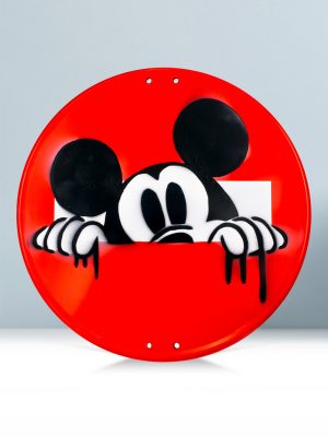 Mickey Mouse hide on a road sign Josh Mahaby Street Art