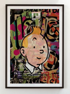 Tintin with Paco Rabanne Logo giclee Print by Josh Mahaby