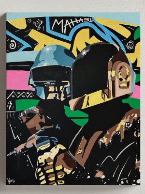 Daft Punk Acrylic Painting Pop Art Style by Josh Mahaby Artis