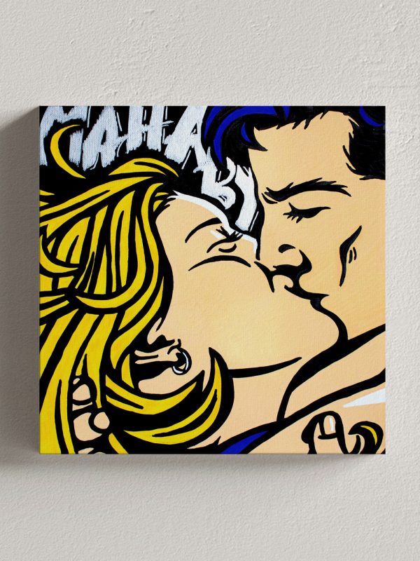 Kiss Roy Lichenstein Acrilyc Paint by Josh Mahaby