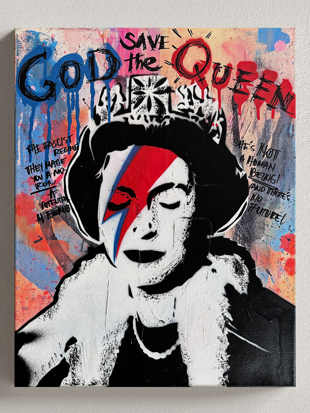 Queen Elisabeth paint pop art style Josh Mahaby Carla Pandolfo