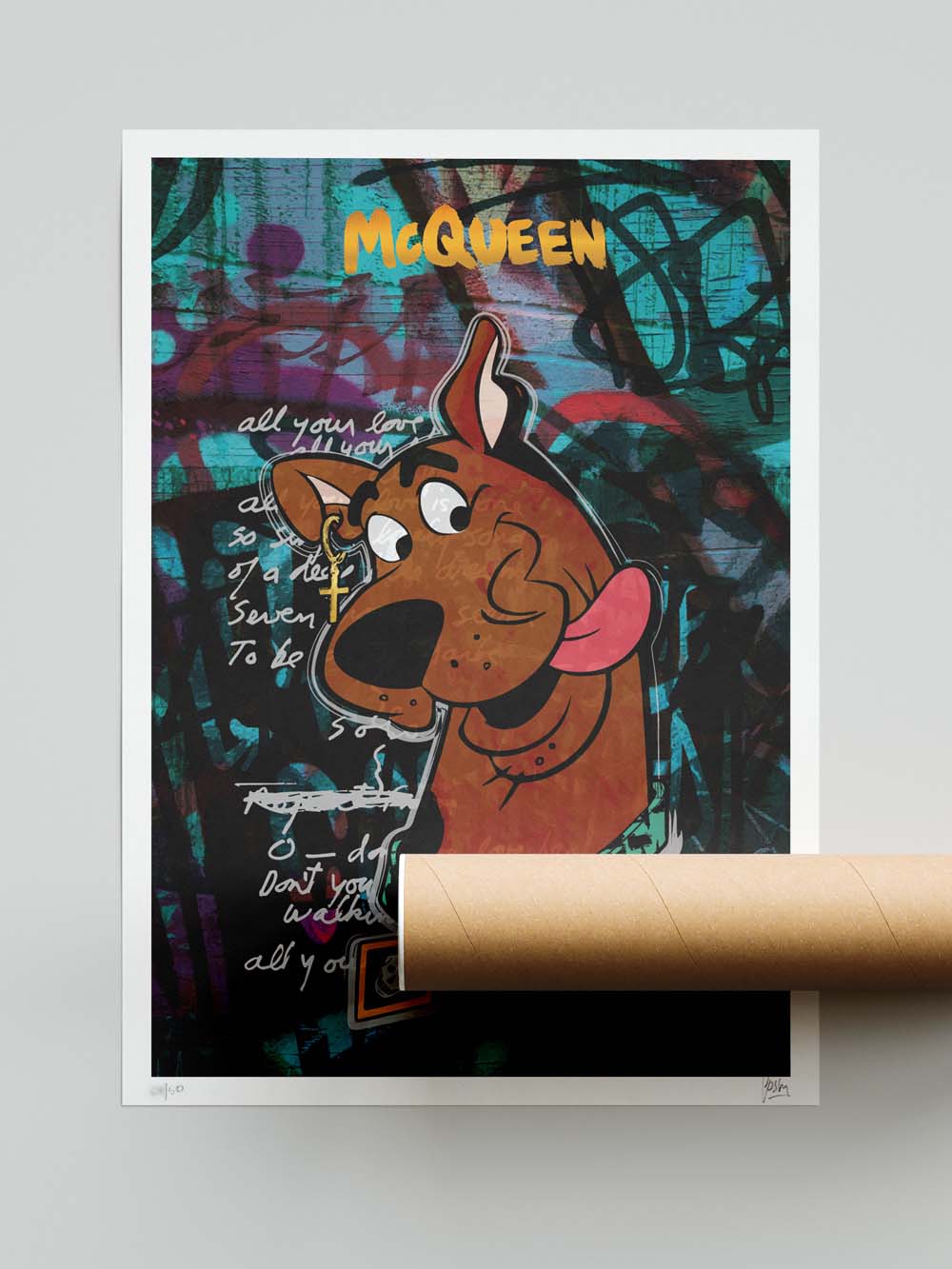 Scooby Doo Poster Print With Alexander Mc Queen Logo Josh Mahaby Pop Art