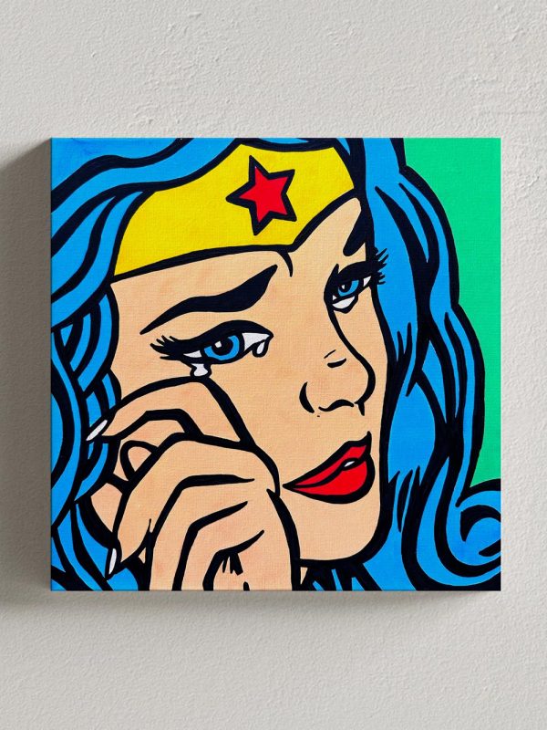 Wonder Woman Crying Wonderful Crying Pop Art Acrylic paint by Josh Mahaby gallery