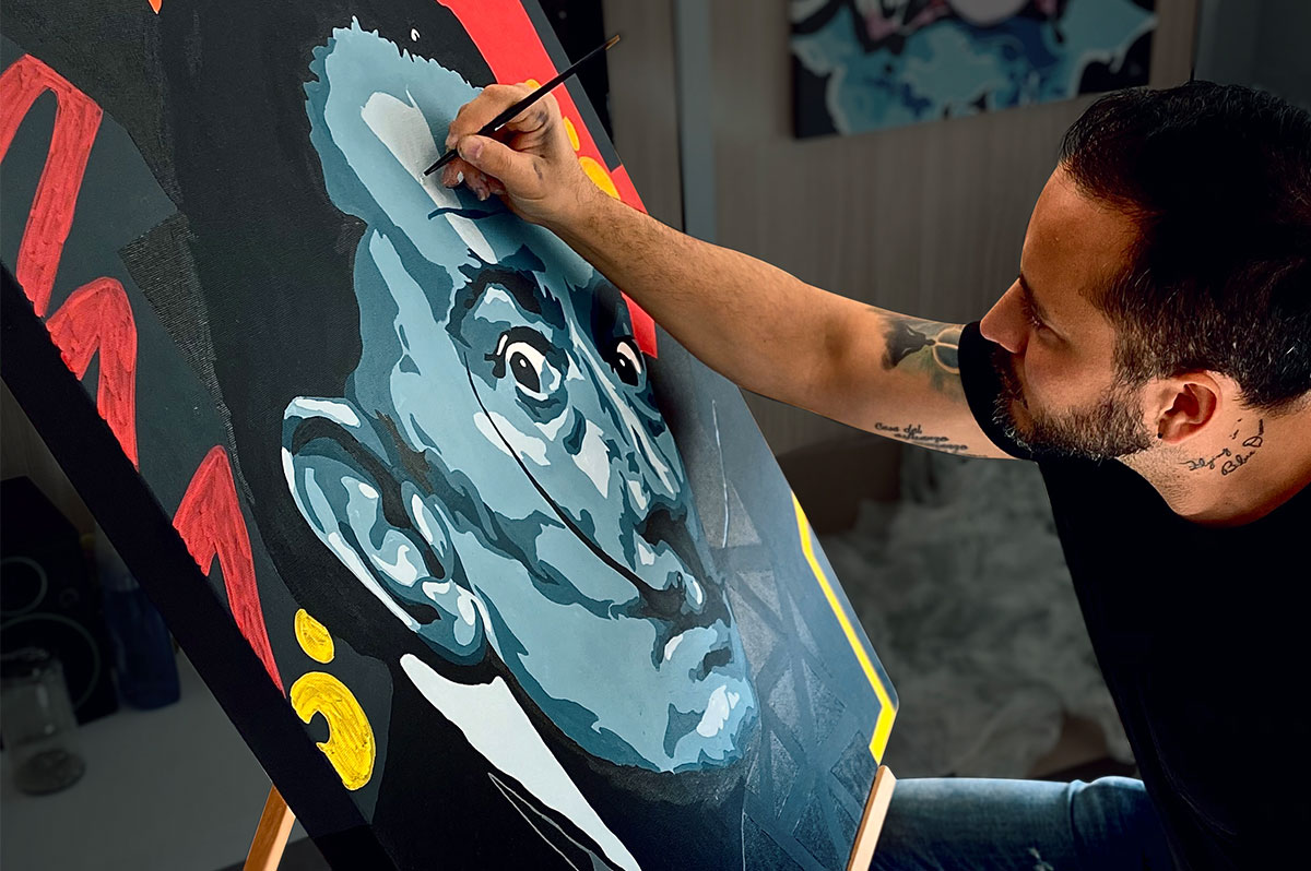 Luxury art for Sale by Josh Mahaby Painting Dali Portrait in acrylic pop art style