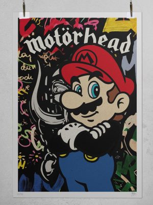 Mario Bros Rocker Motorhead logo Poster Josh Mahaby