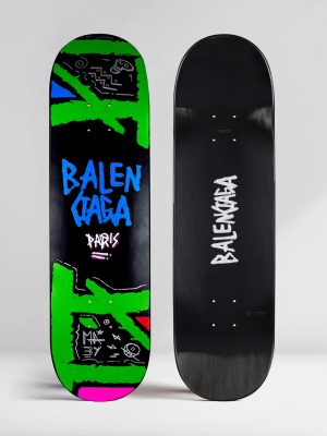Balenciaga black Skate board deck wall art hand painted pop art Josh Mahaby