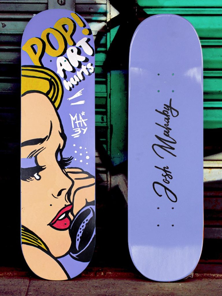 roy lichtenstein blonde phone skateboard wall art Josh Mahaby Pop Art