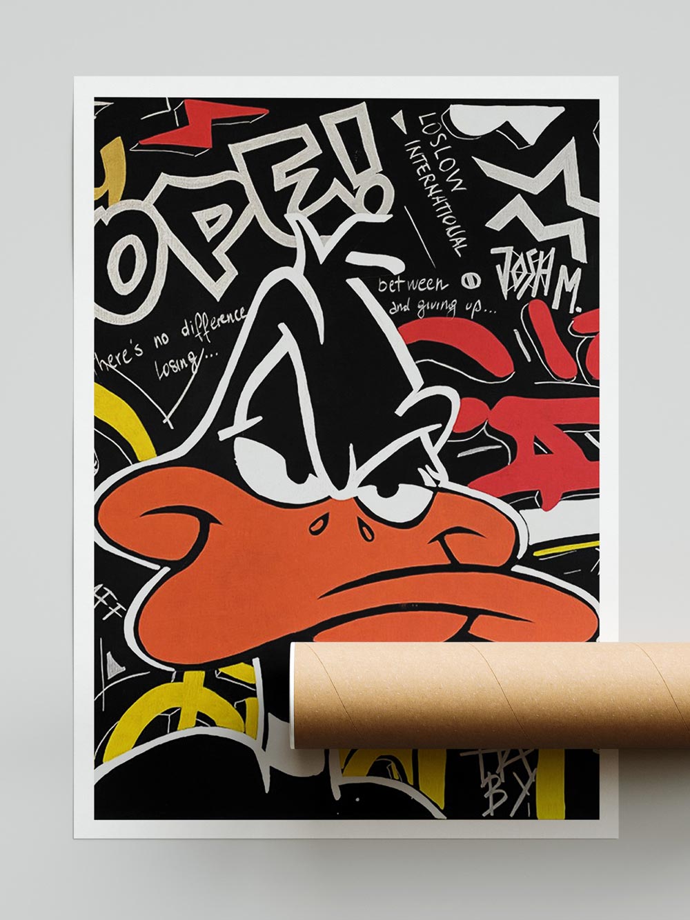 Daffy Duck Black Art Poster print from acrylic by Josh Mahaby Contemporary artist