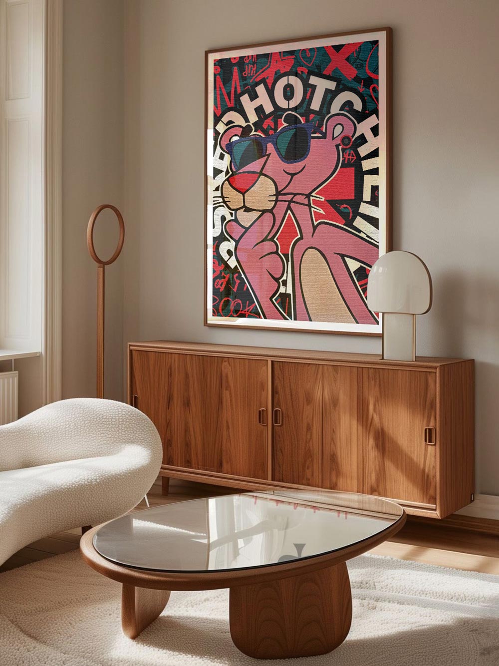 Rocker Pink Panther poster print digital pop art by Josh Mahaby
