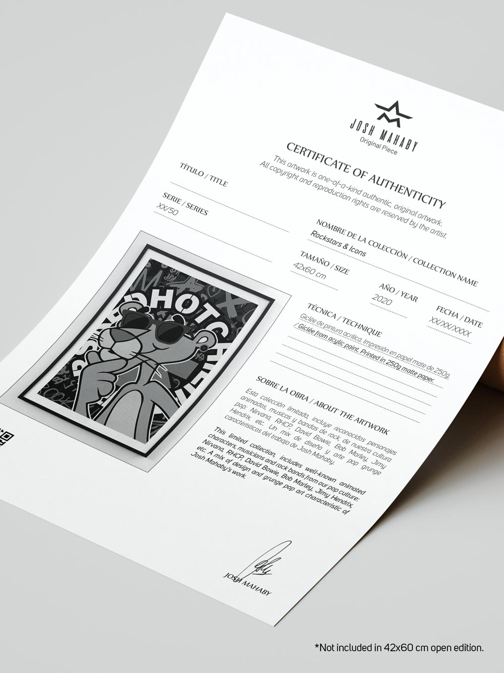 Rocker Pink Panther poster print digital pop art by Josh Mahaby